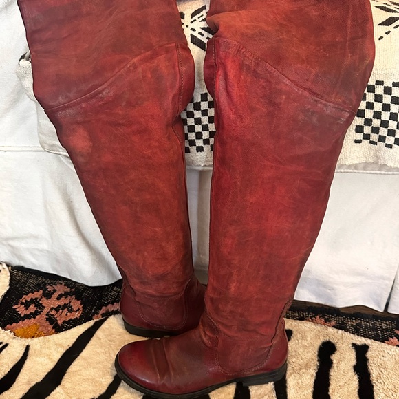 A.S.98 Red Over the Knee Leather Boots - Picture 5 of 7